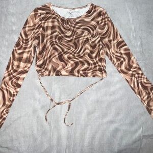 PacSun Brown Swirled Long-Sleeve Shirt
